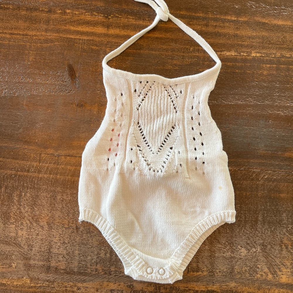 Knit Baby Romper - White